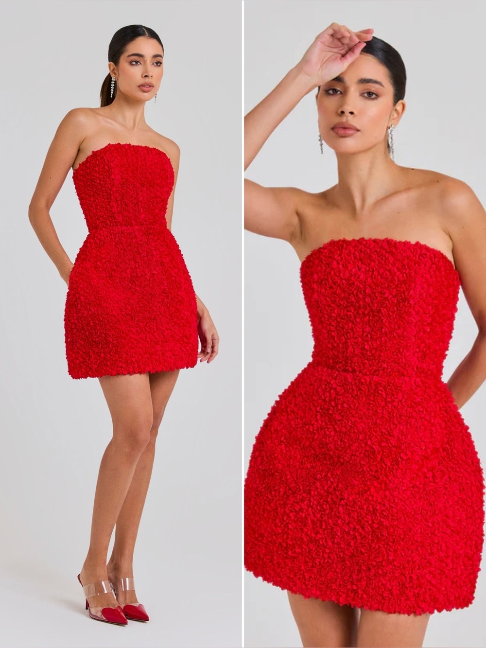 Nadine Merabi Maisy 3D Tulip Floral Strapless Minidress Size 12 NWT